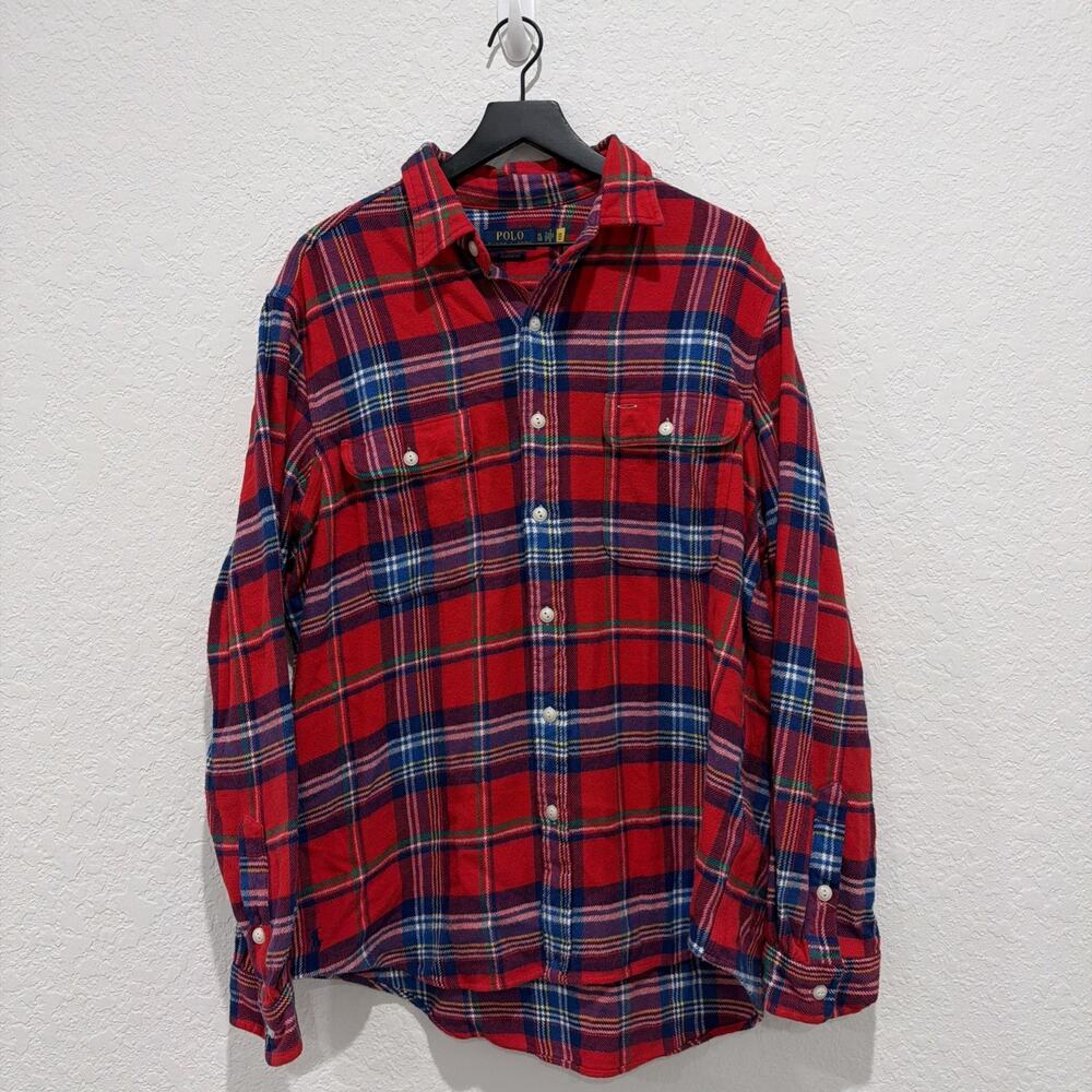 Polo Ralph Lauren Classic Fit Red Plaid Twill Workshirt Size Xl Country Flannel